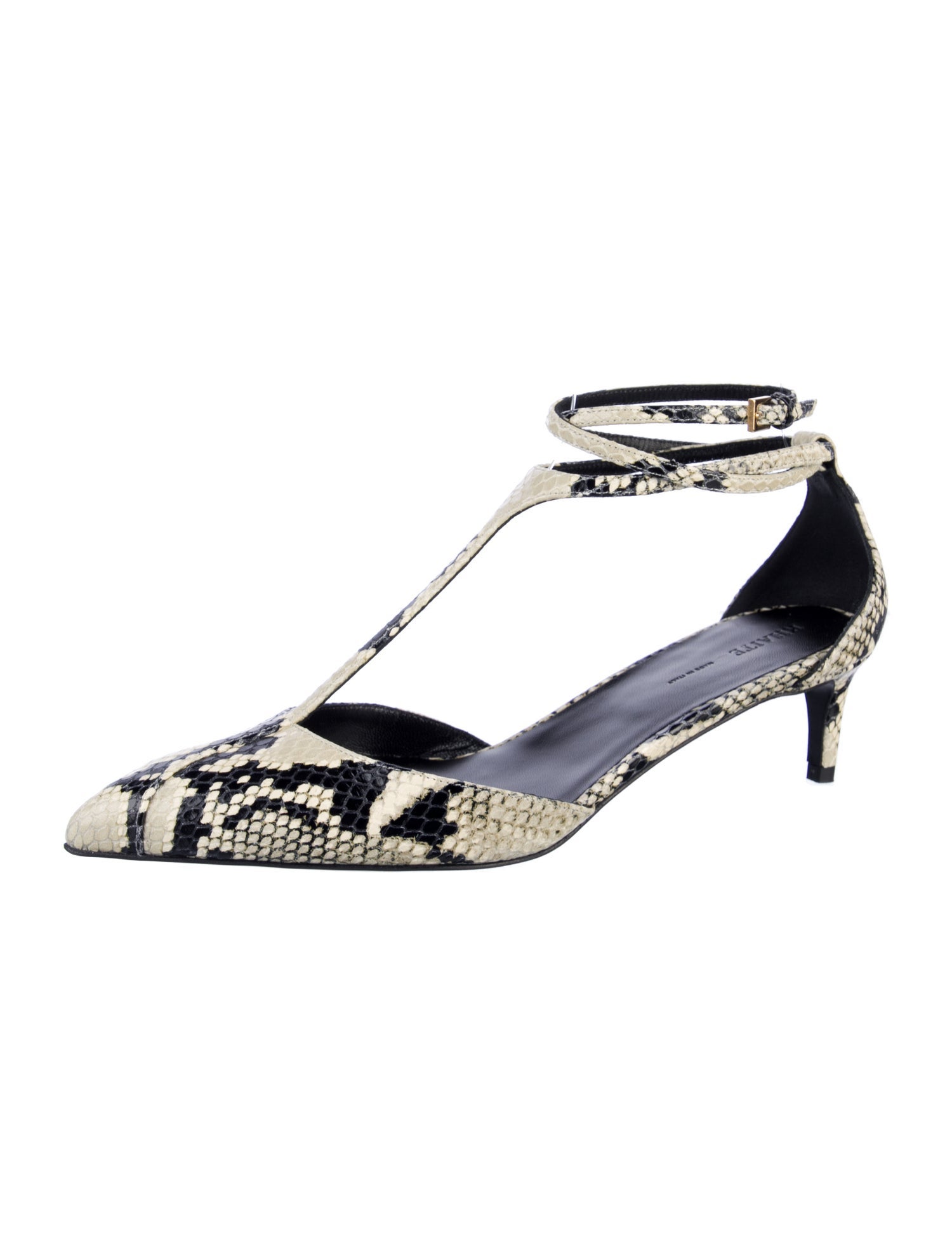 Khaite Leather Animal Print T-Strap Pumps