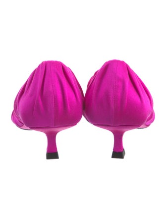 Khaite Satin Ruffle Embellishment Pumps