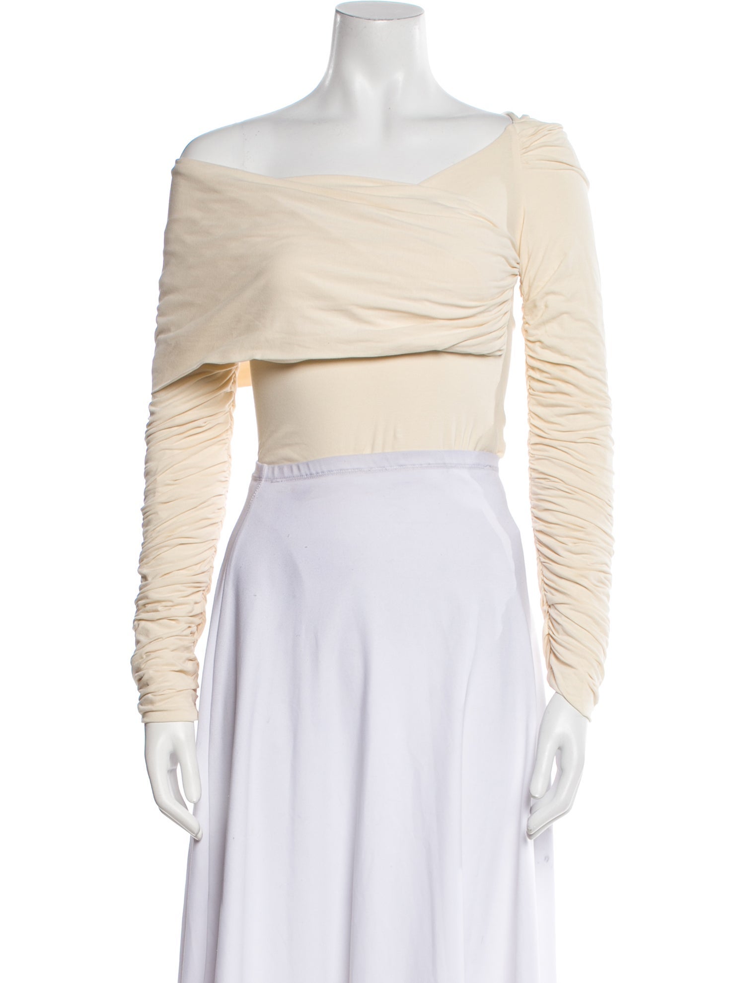 Khaite Off-The-Shoulder Long Sleeve Crop Top