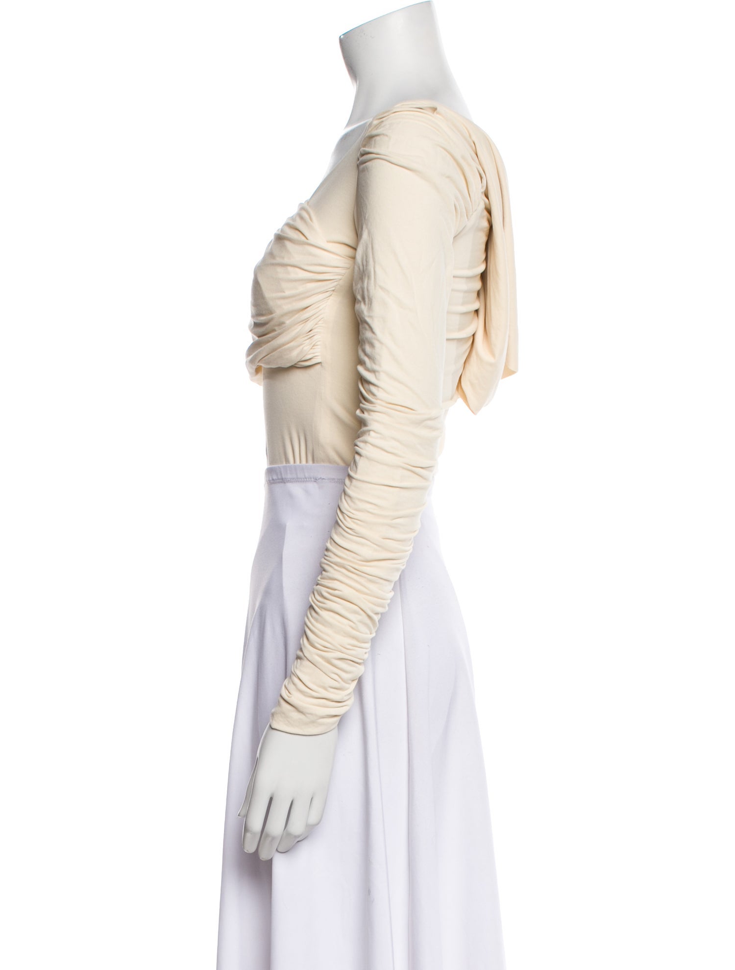 Khaite Off-The-Shoulder Long Sleeve Crop Top