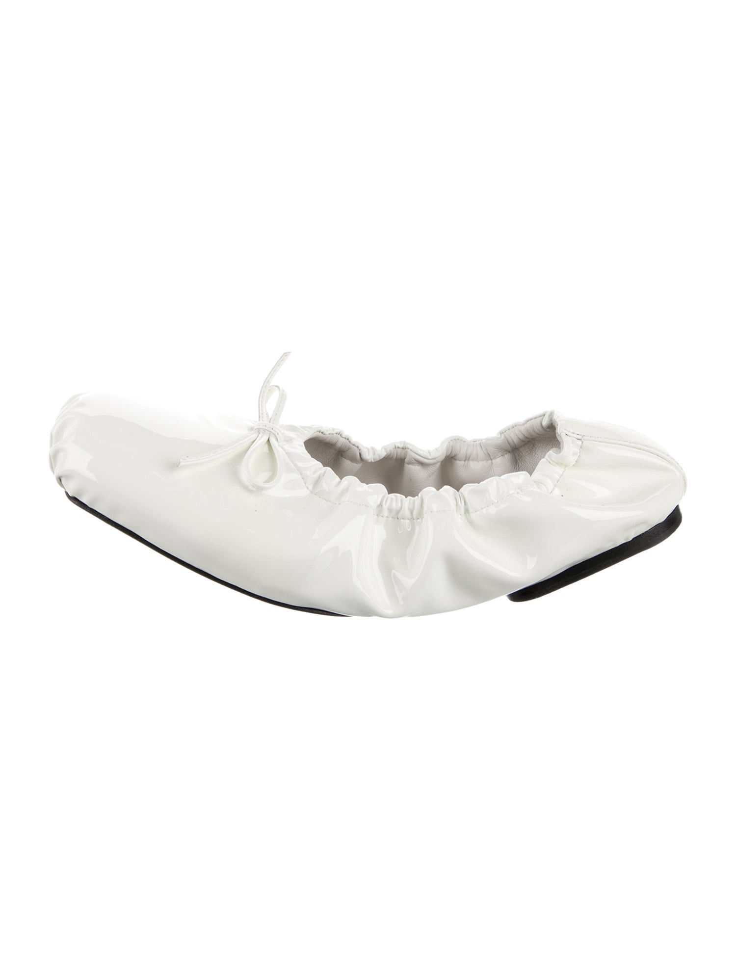 Khaite Patent Leather Bow Accents Ballet Flats
