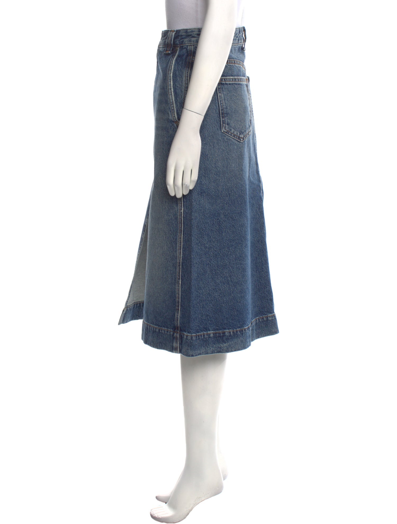 Khaite Distressed Accents Midi Length Skirt