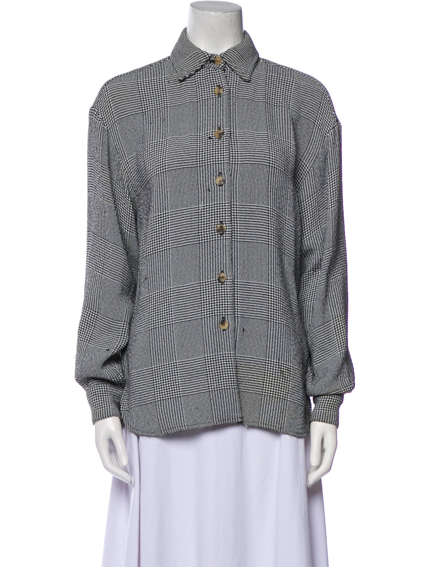 Khaite Cashmere Printed Button-Up Top