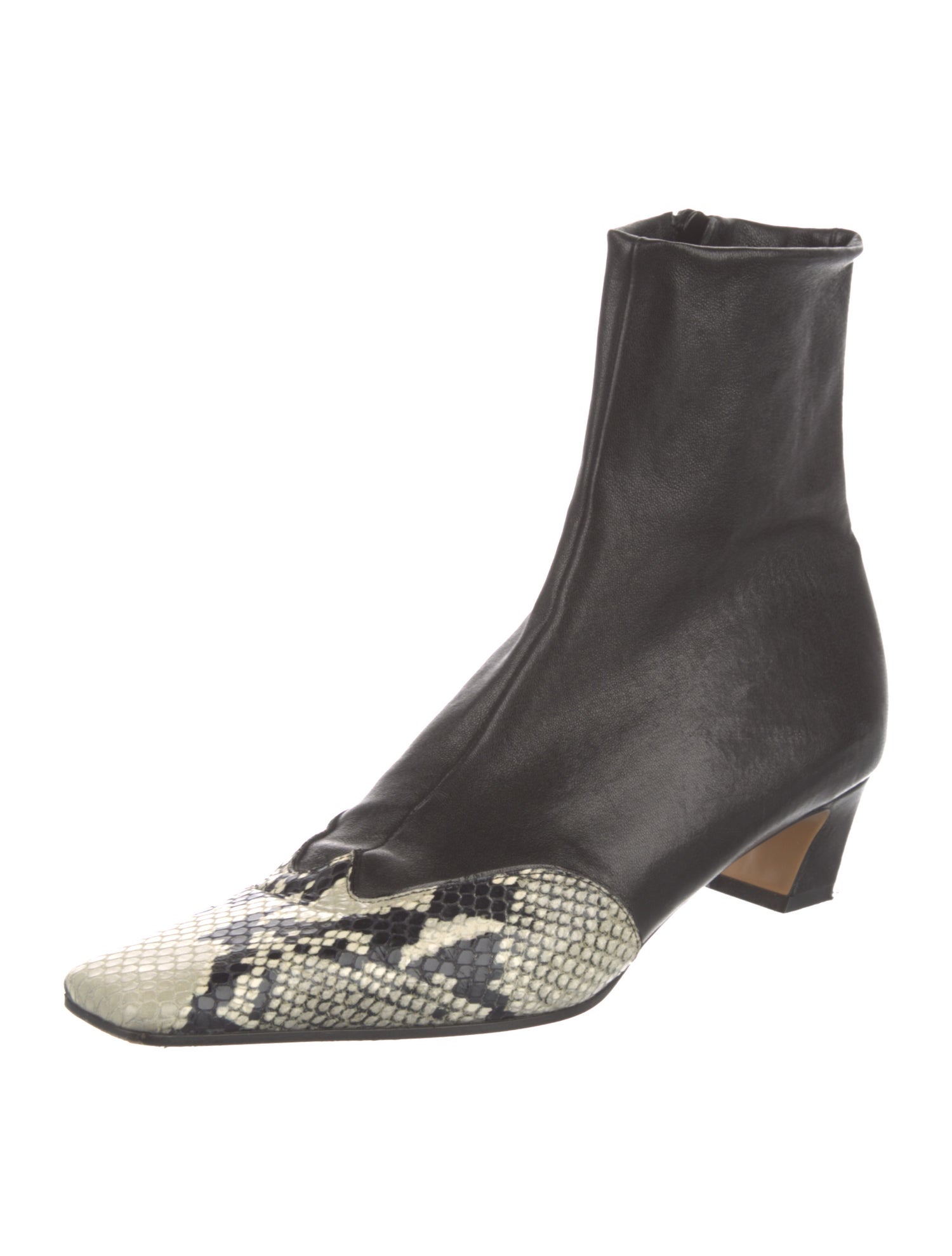 Khaite Leather Animal Print Boots