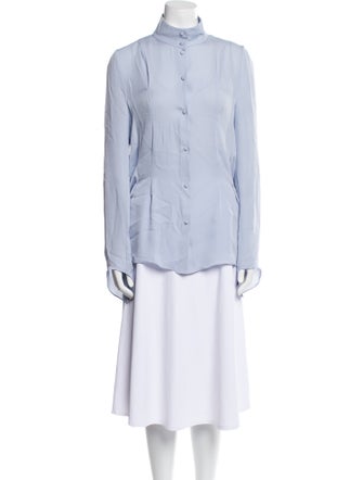 Khaite Silk Mock Neck Button-Up Top