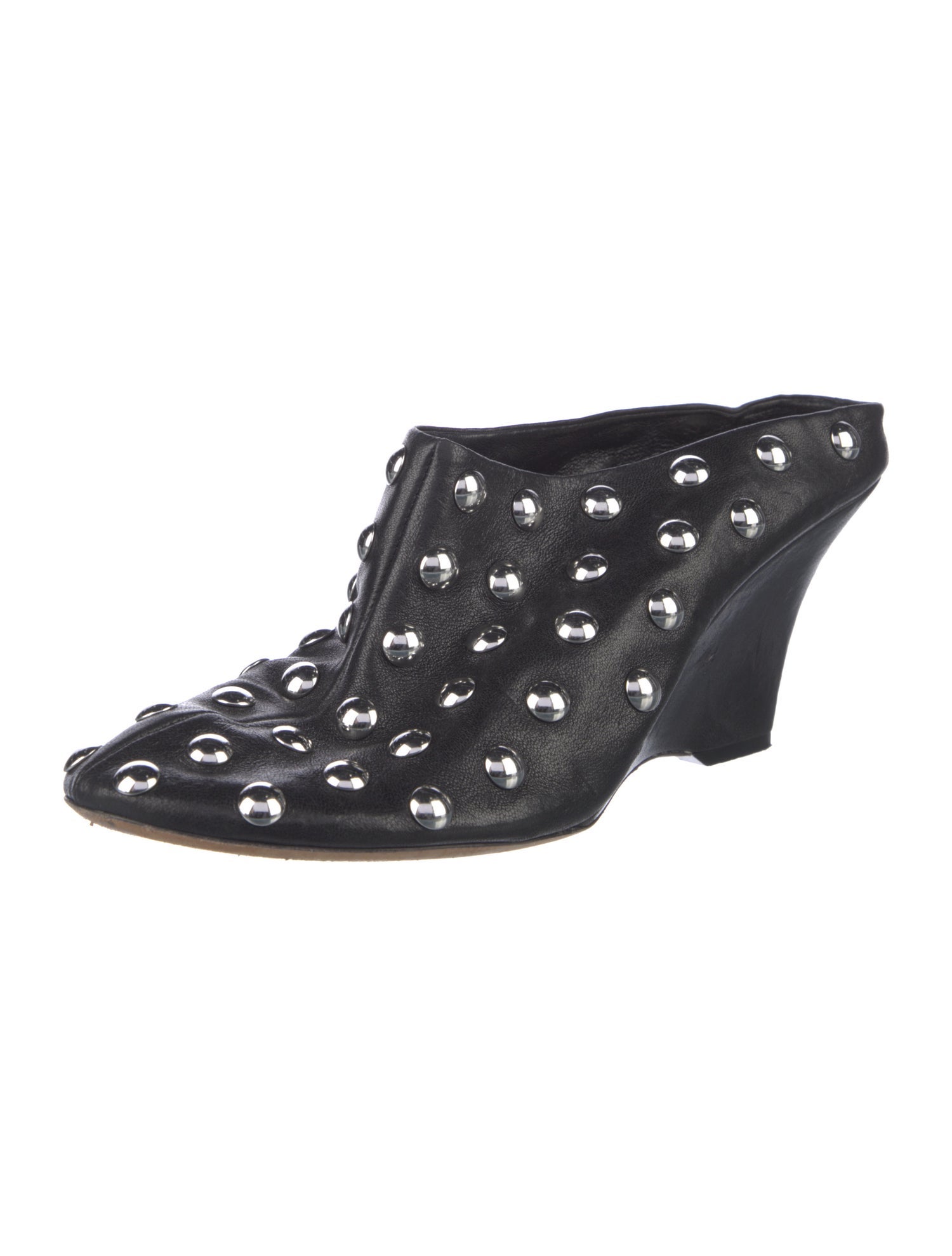 Khaite Leather Studded Accents Mules