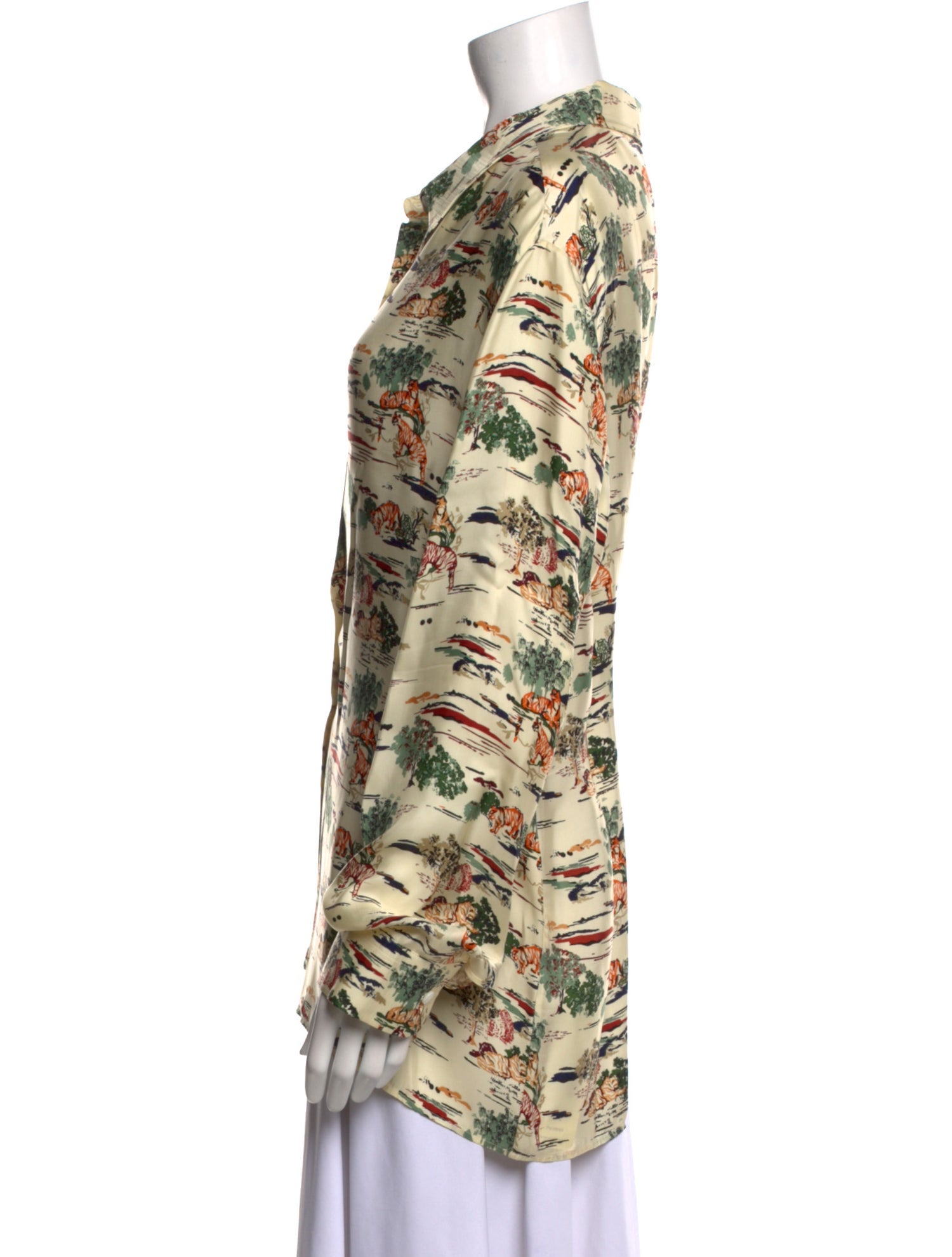 Khaite Silk Printed Button-Up Top