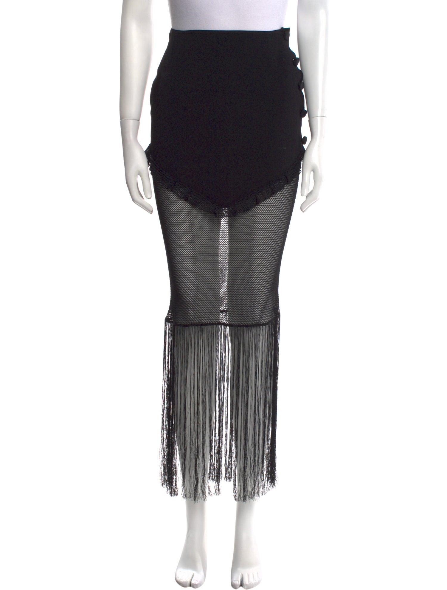 Khaite Fringe Trim Accent Midi Length Skirt