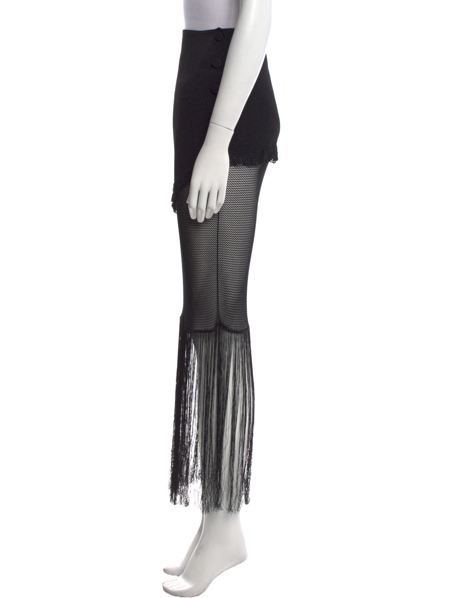 Khaite Fringe Trim Accent Midi Length Skirt
