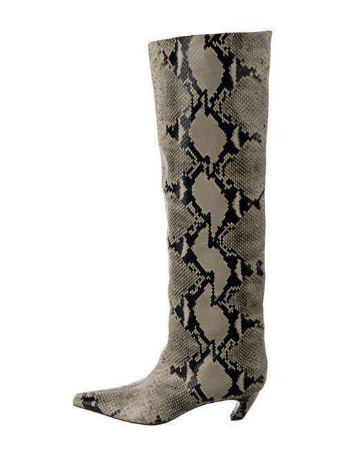 Khaite Embossed Leather Animal Print Boots