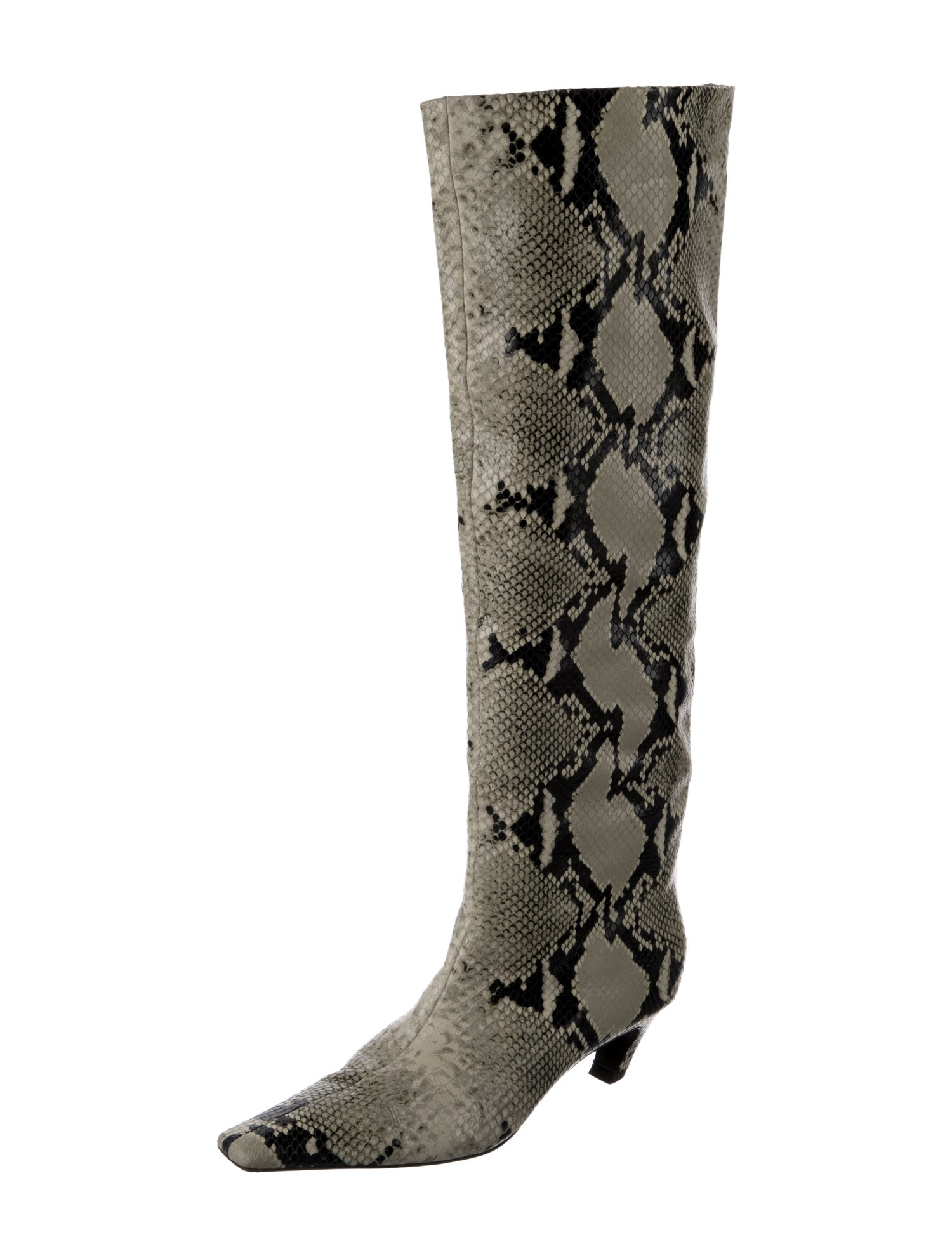 Khaite Embossed Leather Animal Print Boots