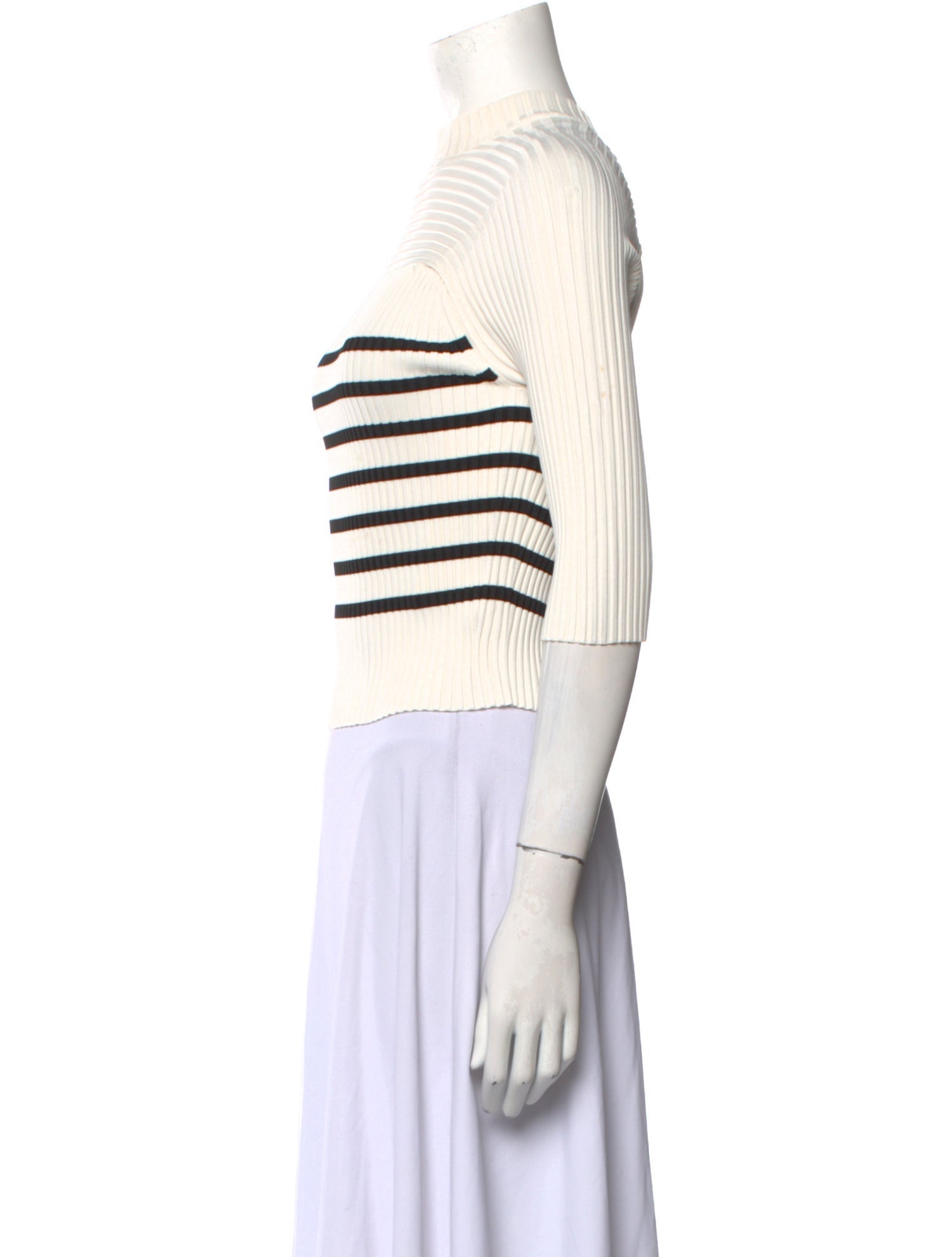Khaite Striped Mock Neck Crop Top