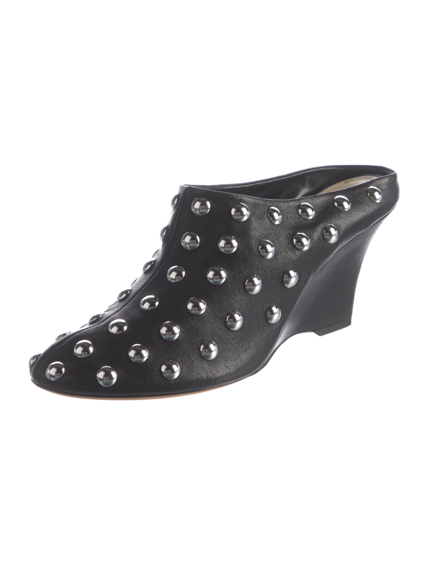 Khaite Leather Studded Accents Mules