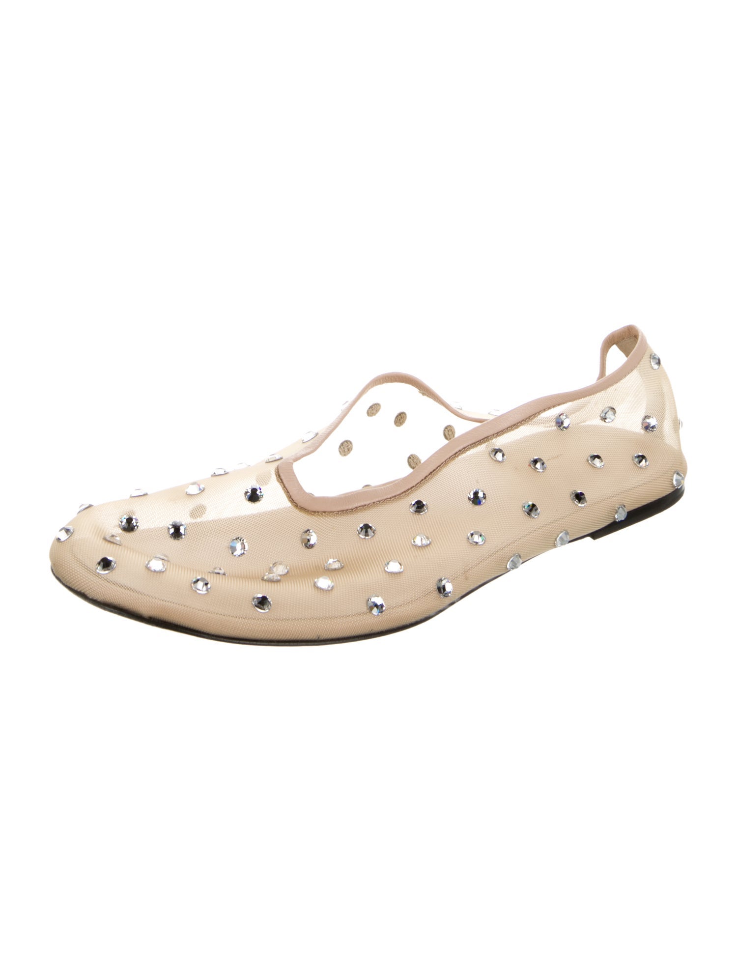 Khaite Mesh Crystal Embellishments Ballet Flats