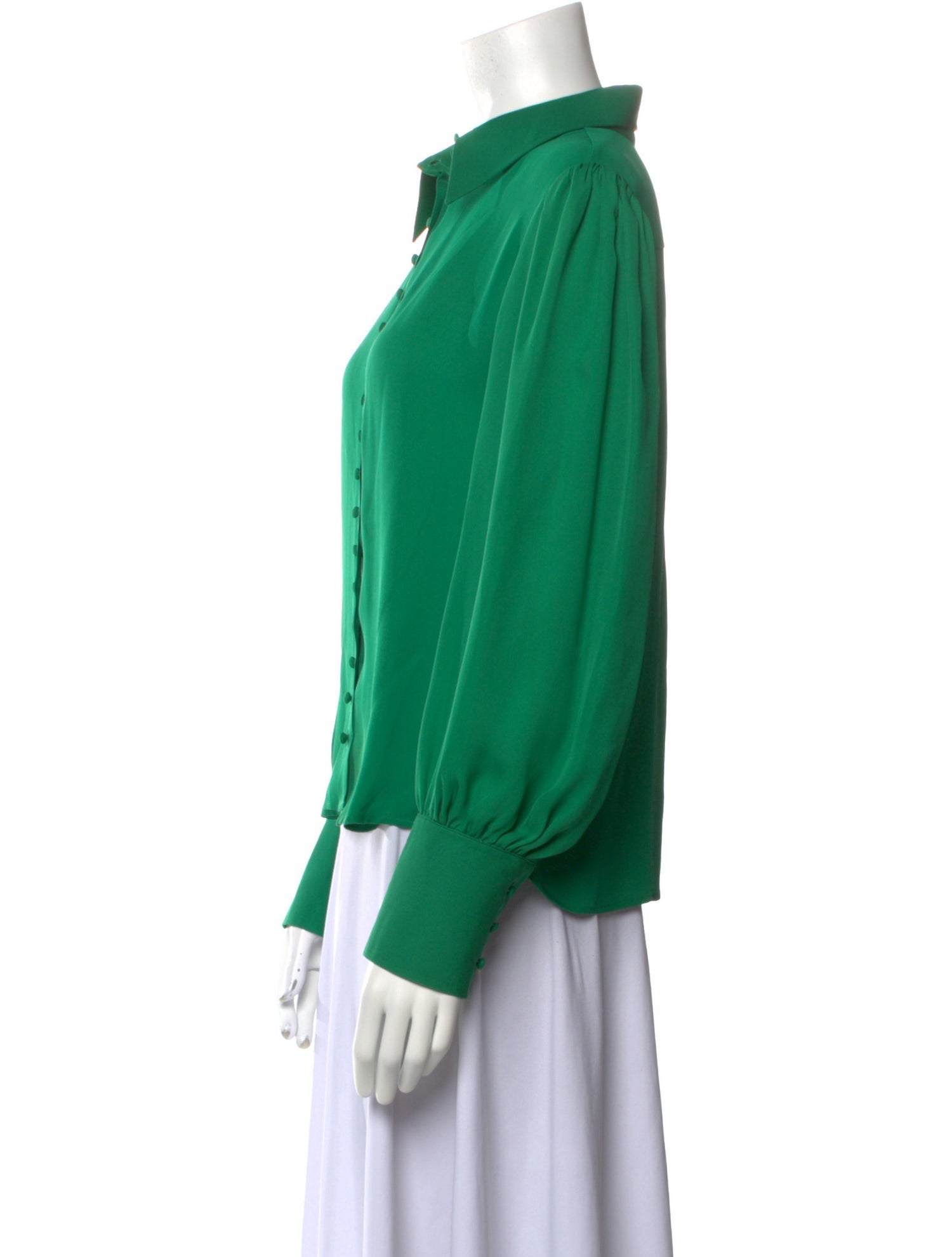 Khaite Silk Long Sleeve Button-Up Top