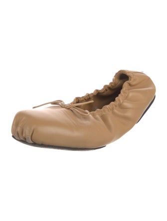 Khaite Leather Bow Accents Ballet Flats