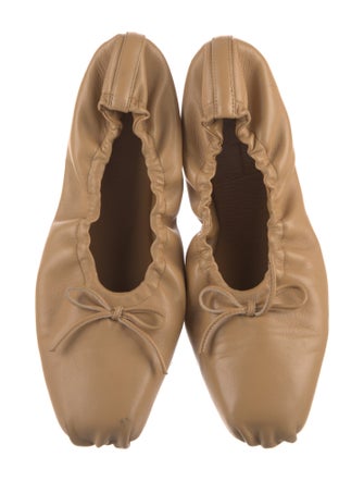 Khaite Leather Bow Accents Ballet Flats