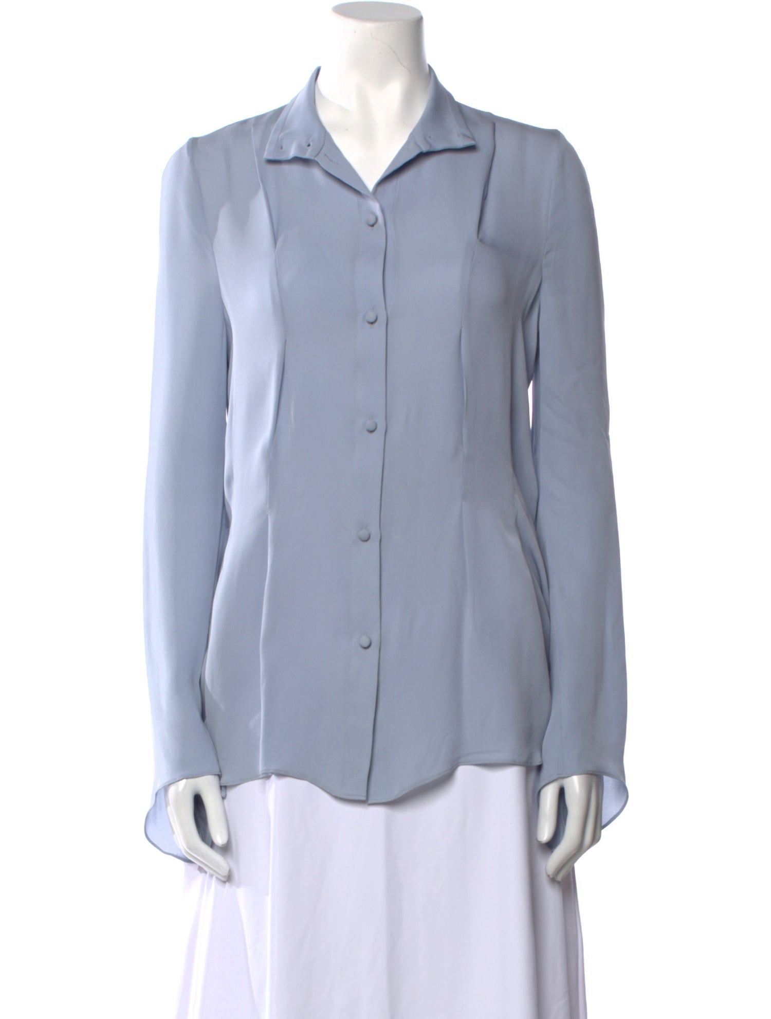 Khaite Silk Long Sleeve Button-Up Top