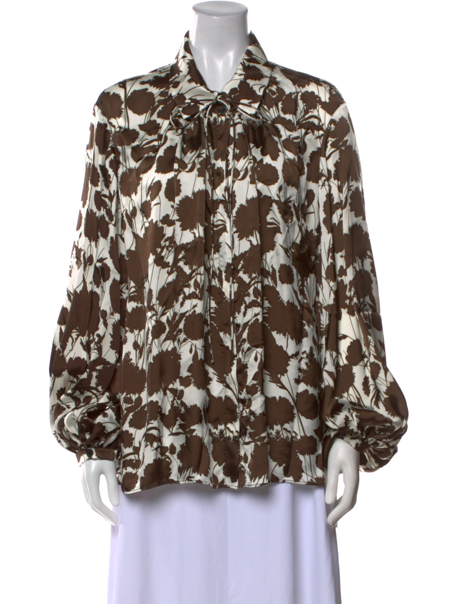 Khaite Printed Long Sleeve Button-Up Top