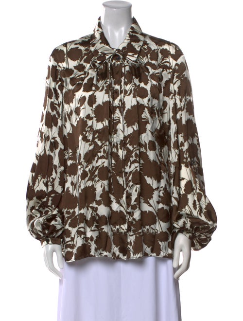 Khaite Printed Long Sleeve Button-Up Top