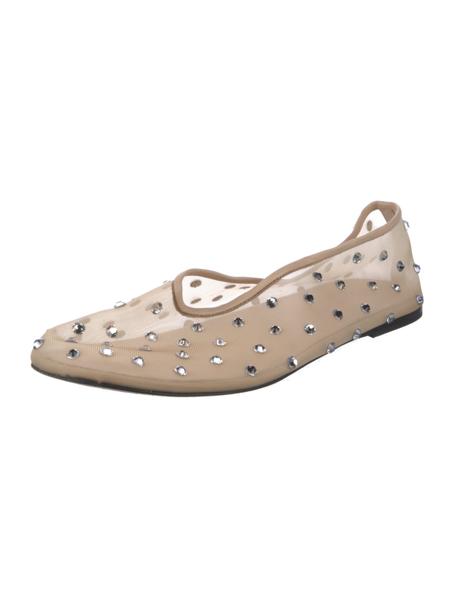 Khaite Mesh Crystal Embellishments Ballet Flats