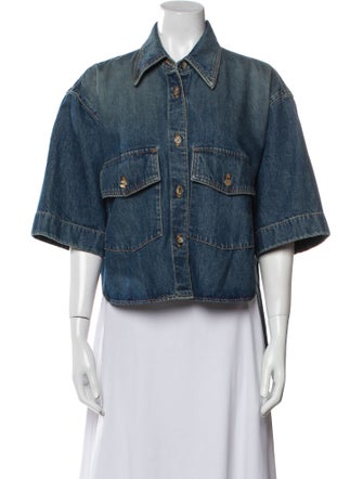 Khaite Three-Quarter Sleeve Button-Up Top