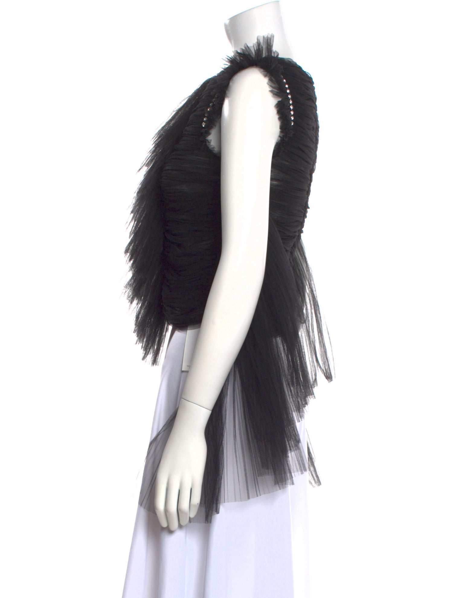 Khaite Mesh Bateau Neckline Crop Top