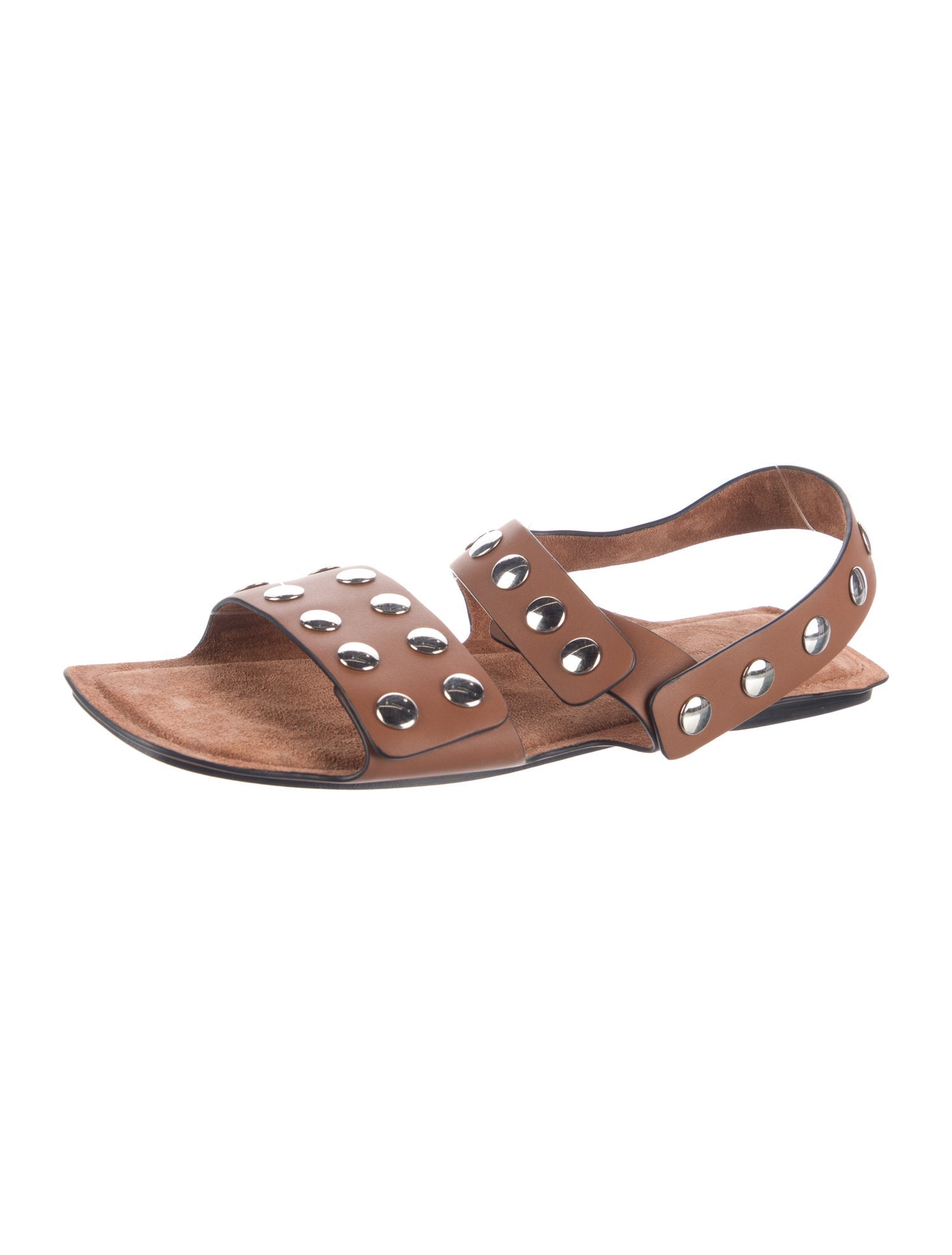 Khaite Leather Studded Accents Slingback Sandals