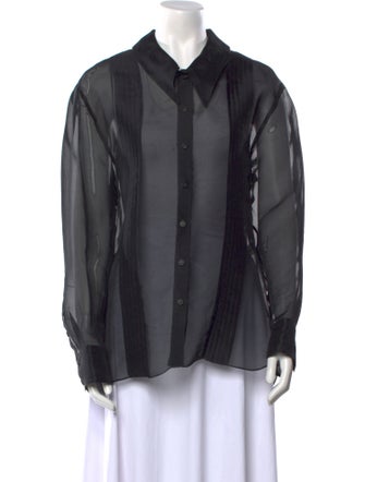 Khaite Silk Long Sleeve Button-Up Top