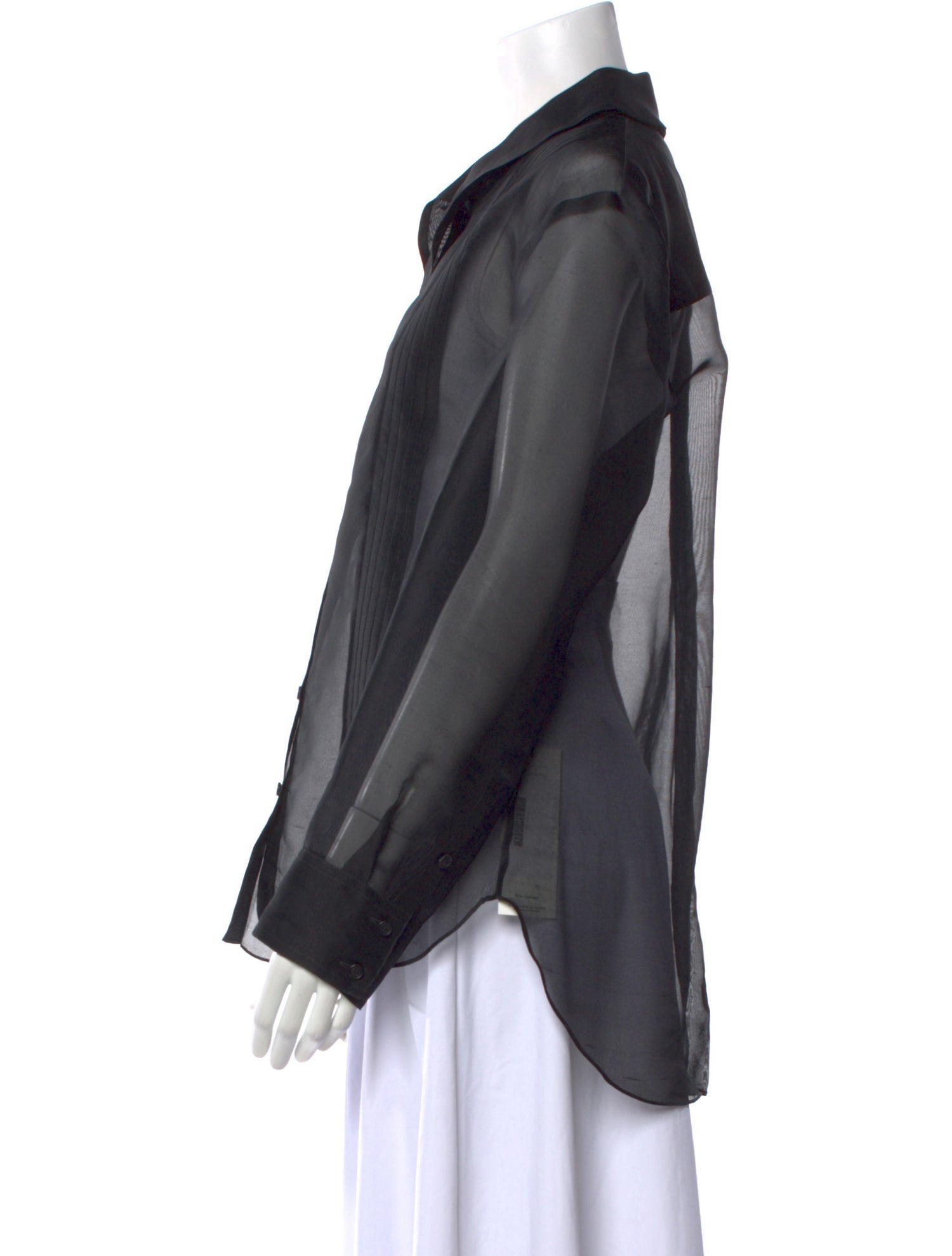 Khaite Silk Long Sleeve Button-Up Top