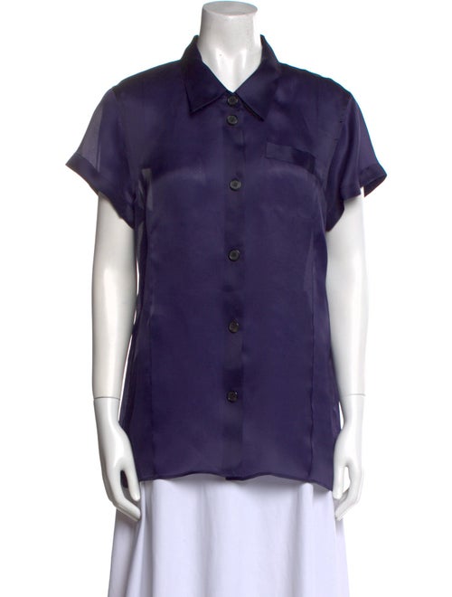 Khaite Silk Short Sleeve Button-Up Top