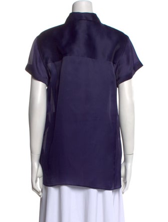Khaite Silk Short Sleeve Button-Up Top