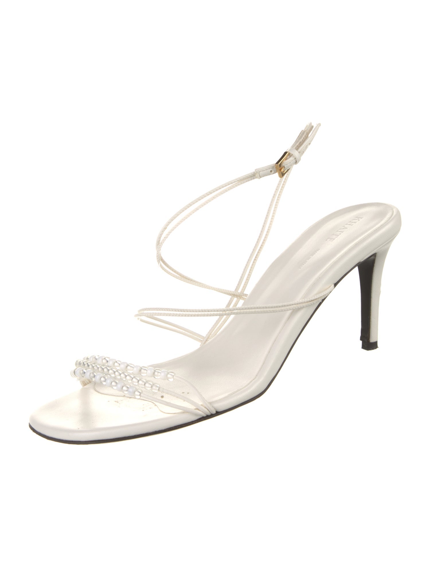 Khaite Leather Beaded Accents Sandals