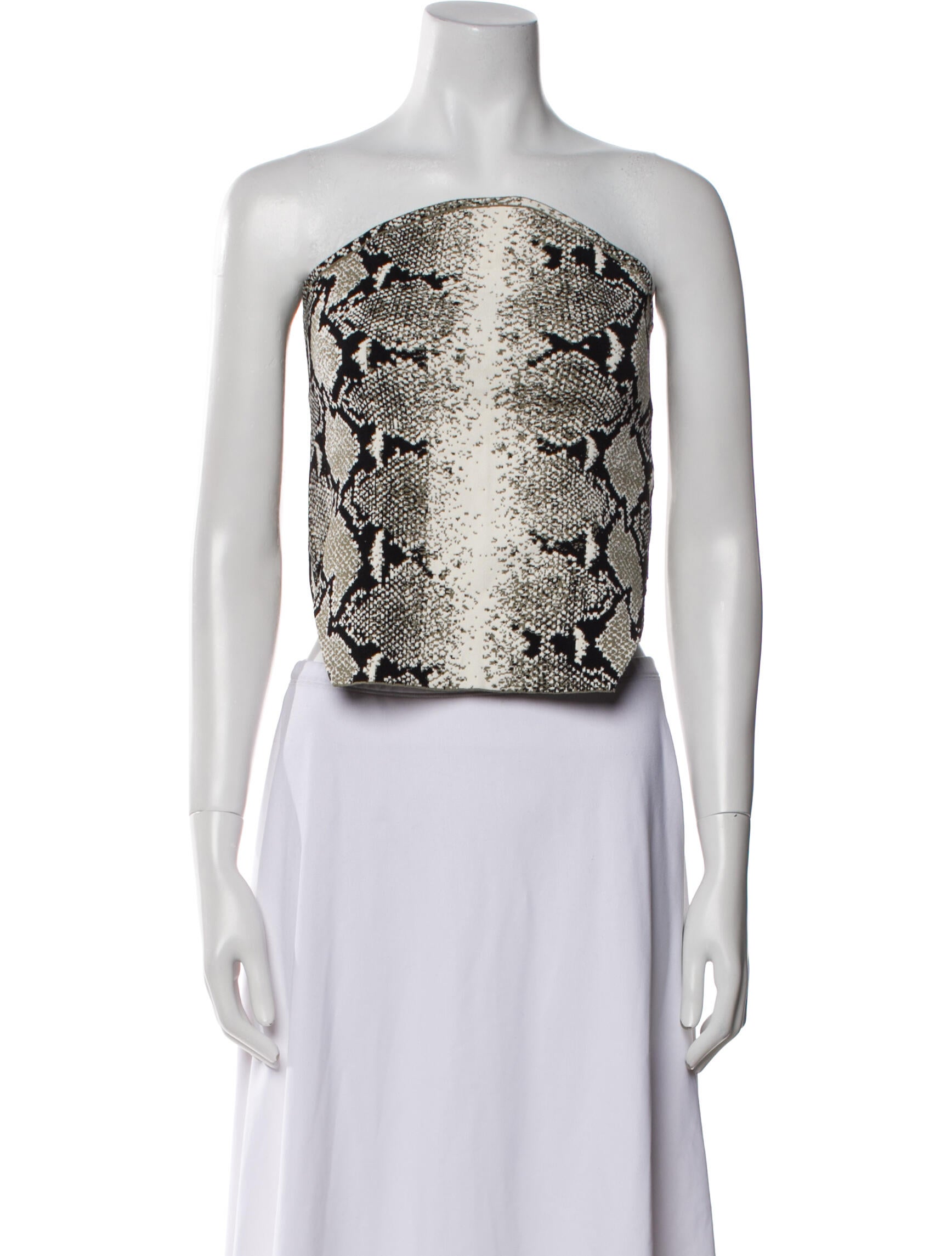 Khaite Animal Print Strapless Crop Top