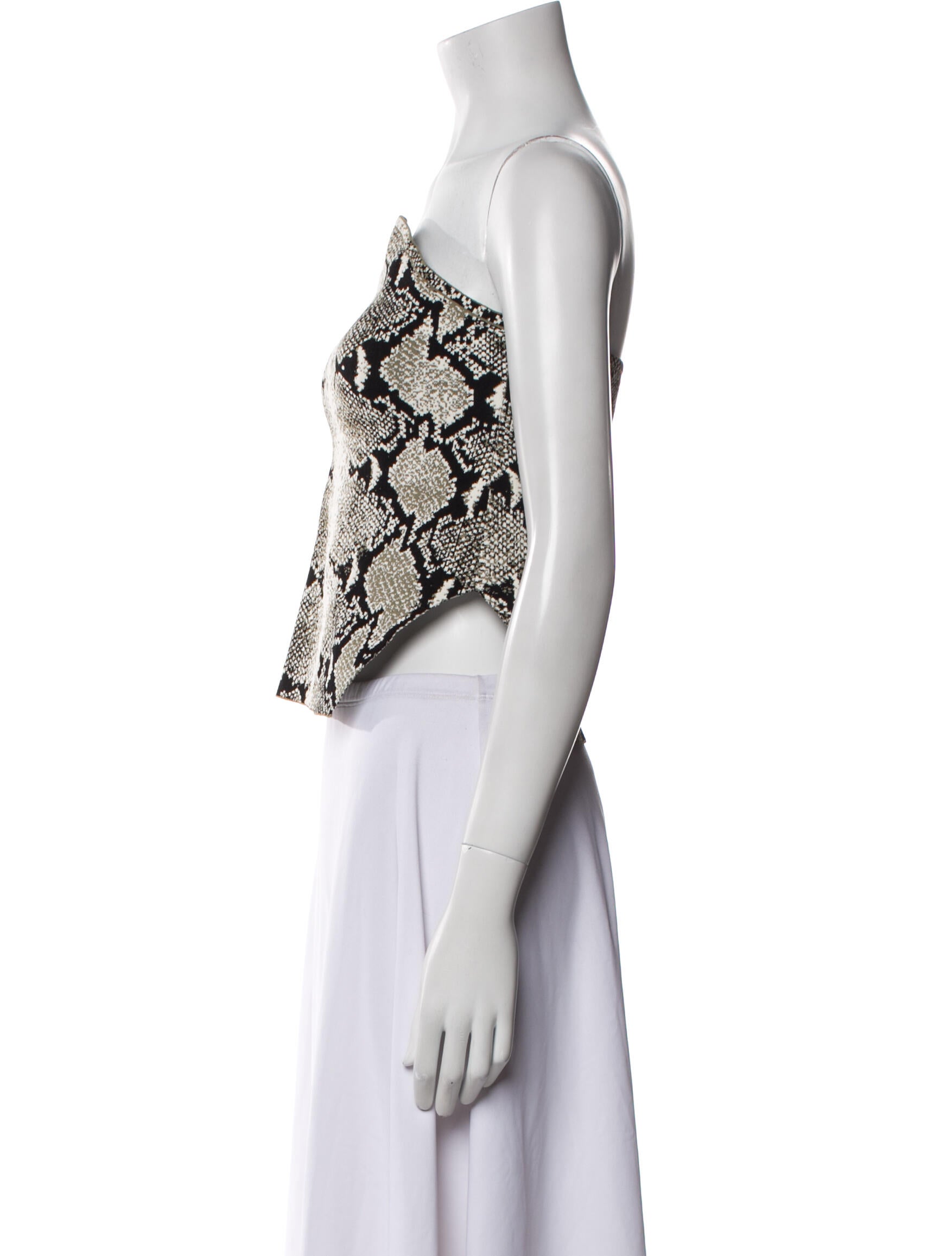 Khaite Animal Print Strapless Crop Top