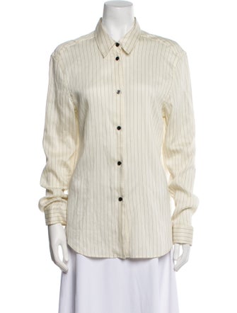 Khaite Virgin Wool Striped Button-Up Top