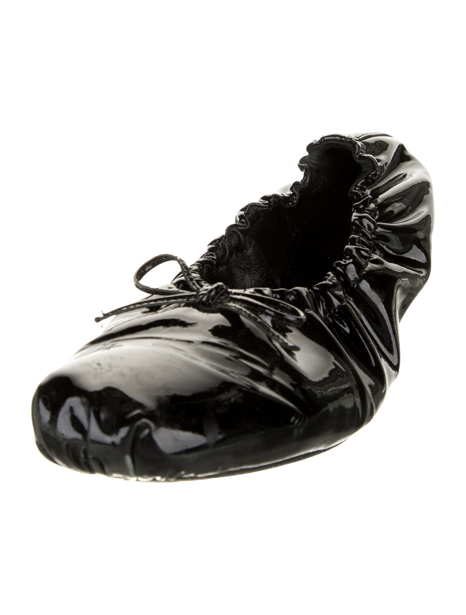 Khaite Patent Leather Bow Accents Ballet Flats