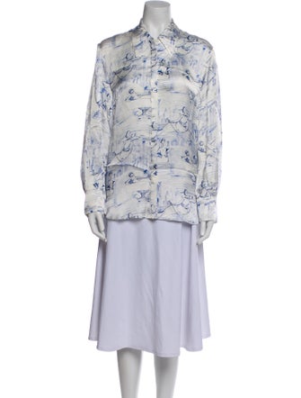 Khaite Printed Long Sleeve Button-Up Top