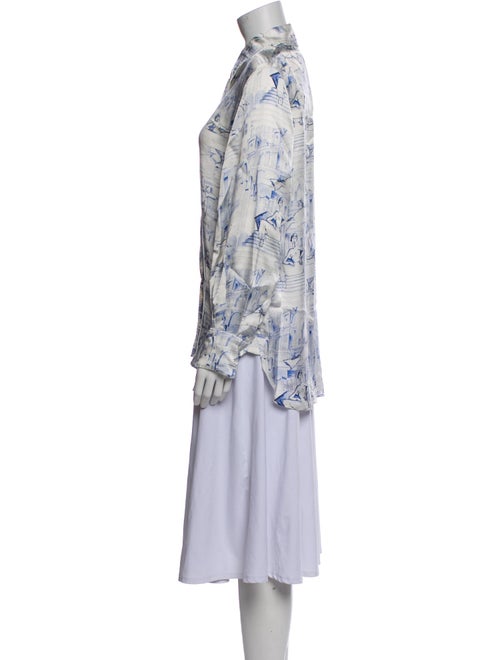 Khaite Printed Long Sleeve Button-Up Top