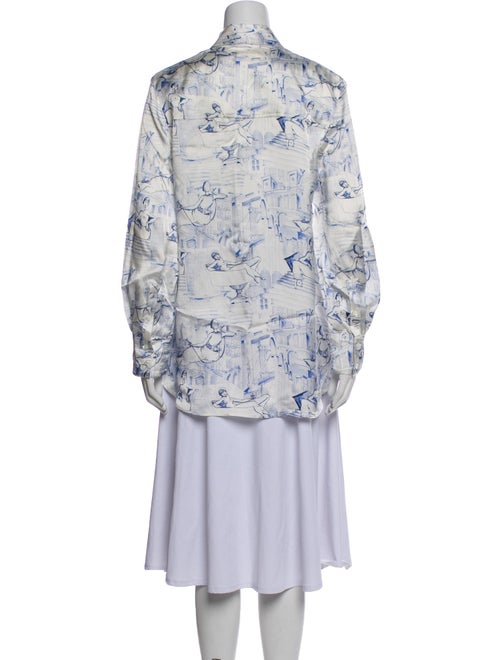 Khaite Printed Long Sleeve Button-Up Top