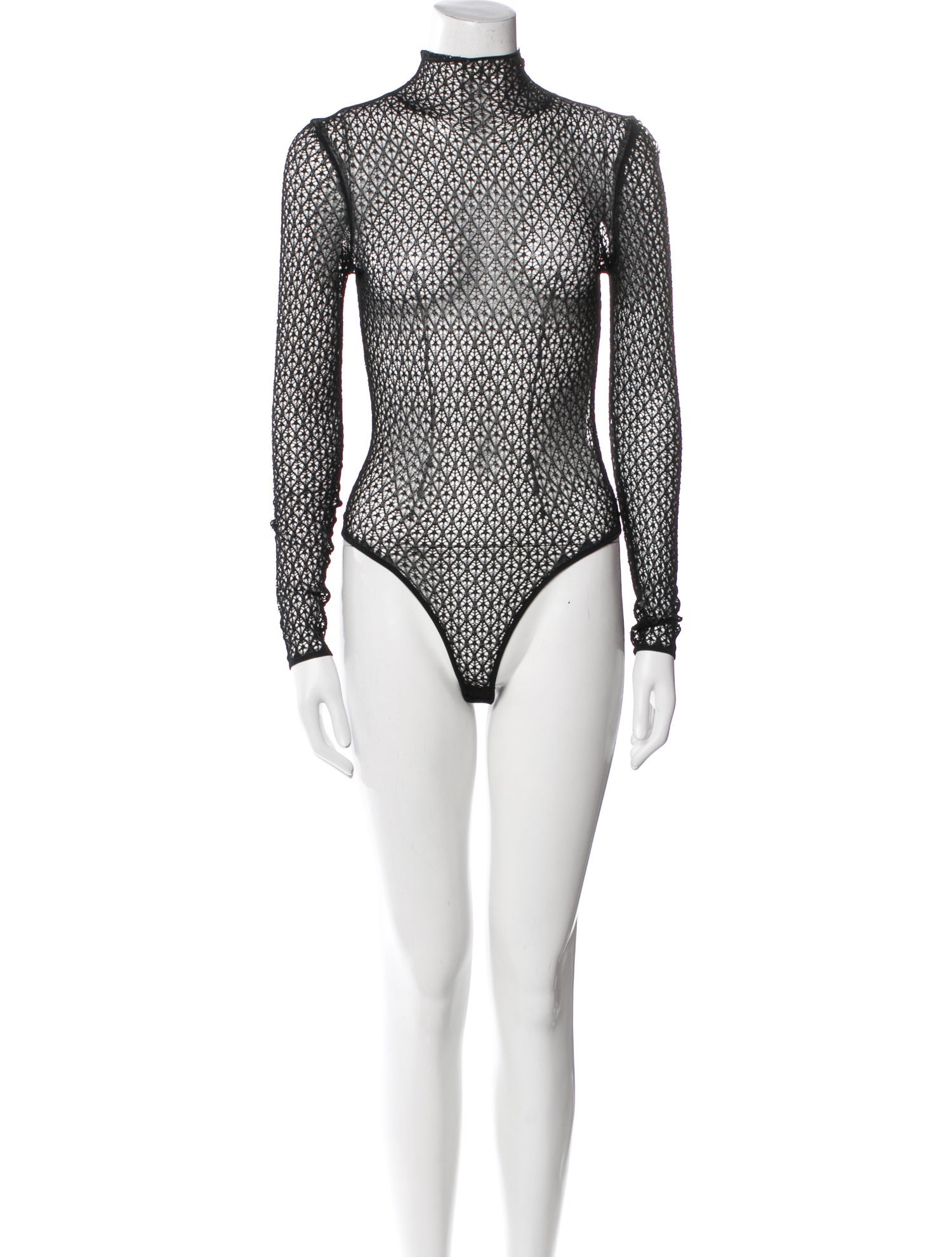 Khaite Mesh Mock Neck Bodysuit