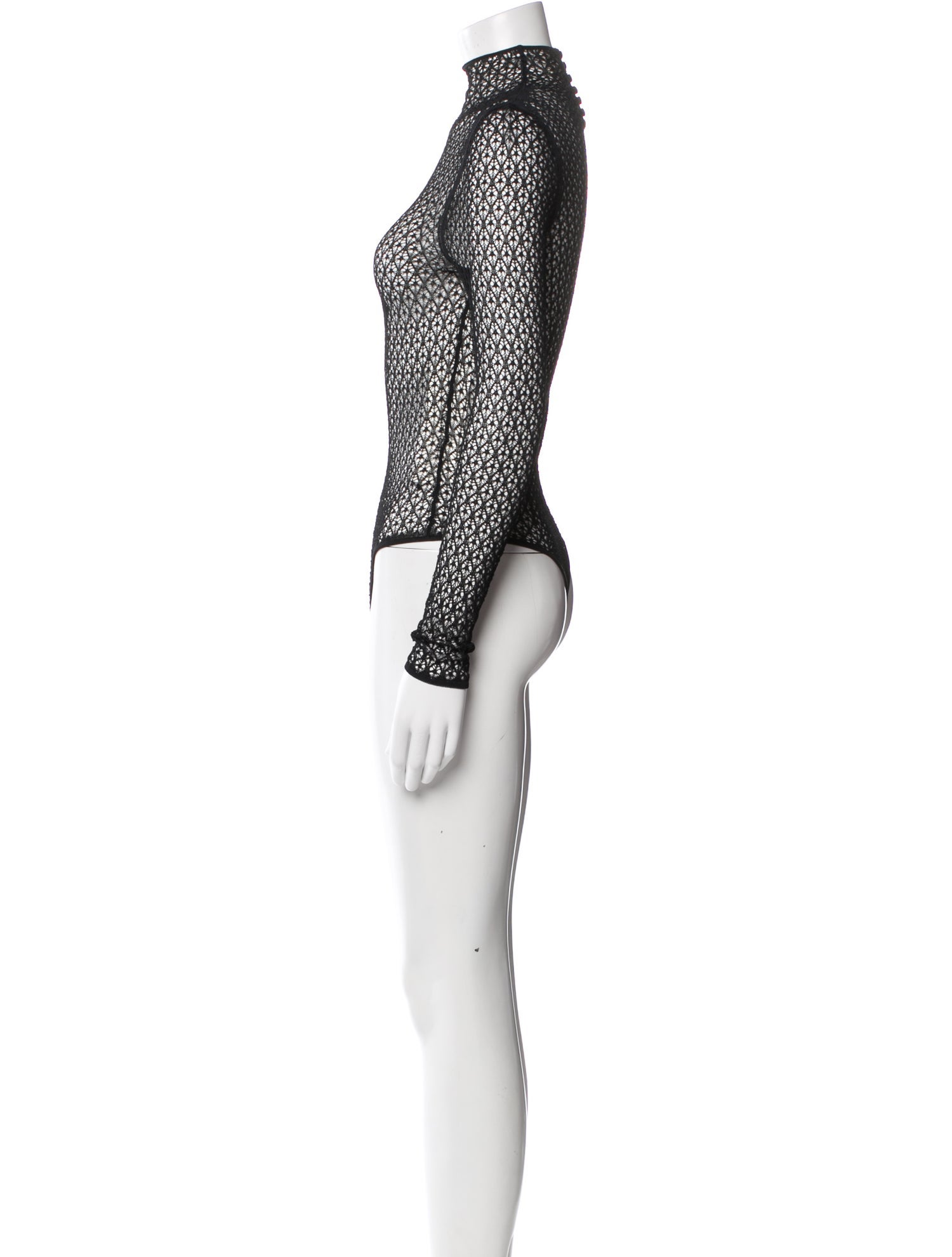Khaite Mesh Mock Neck Bodysuit