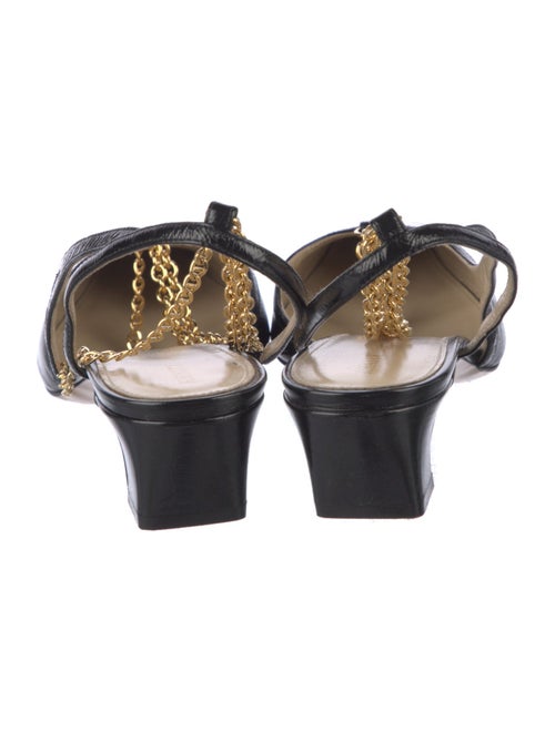 Khaite Leather Chain-Link Accents T-Strap Pumps