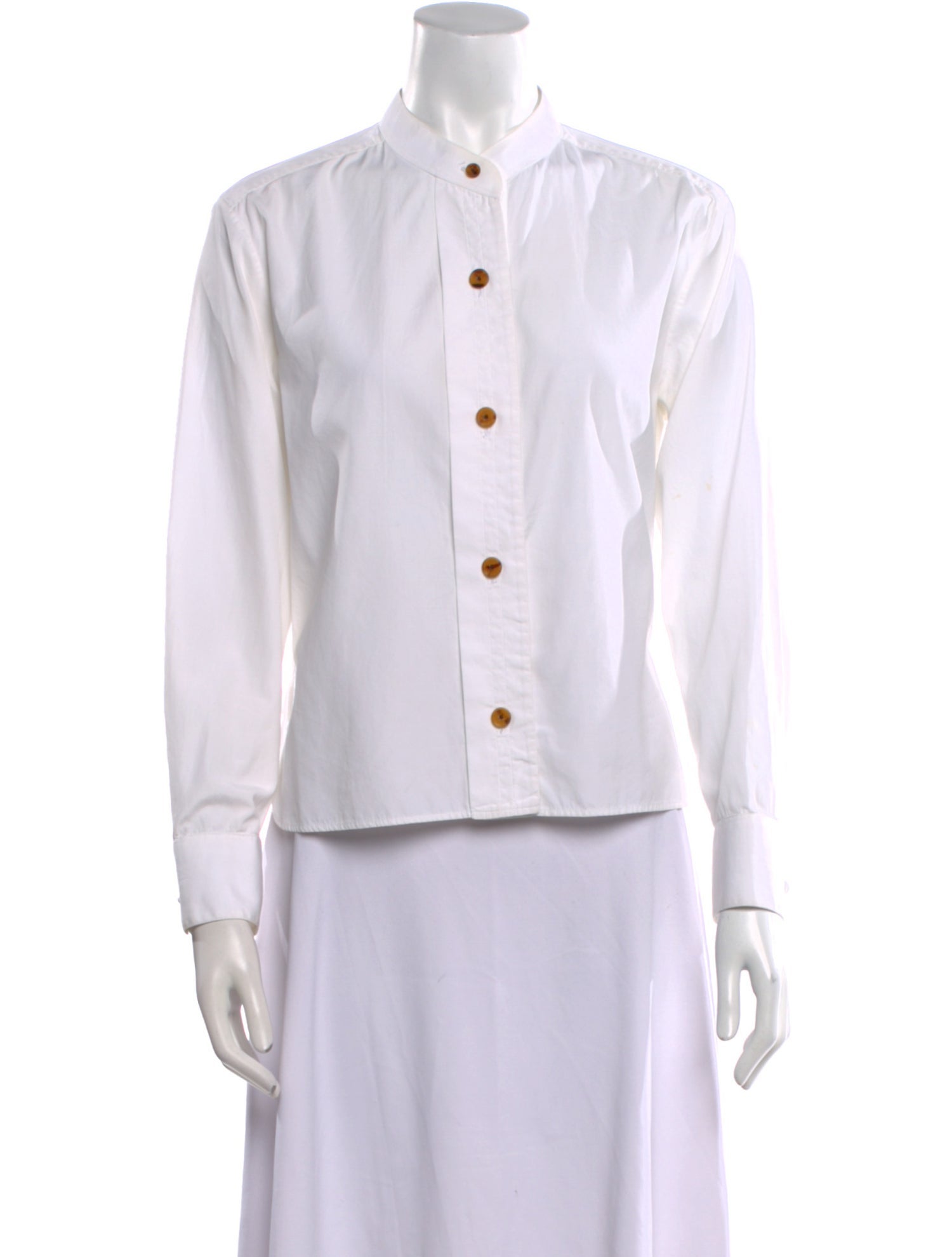 Khaite Mock Neck Long Sleeve Button-Up Top