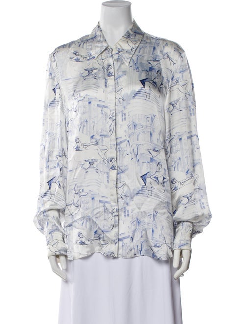 Khaite Printed Long Sleeve Button-Up Top