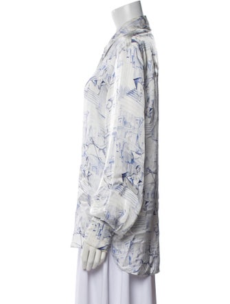 Khaite Printed Long Sleeve Button-Up Top