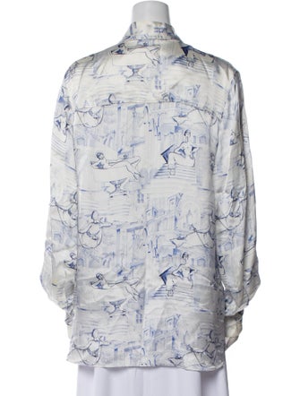 Khaite Printed Long Sleeve Button-Up Top