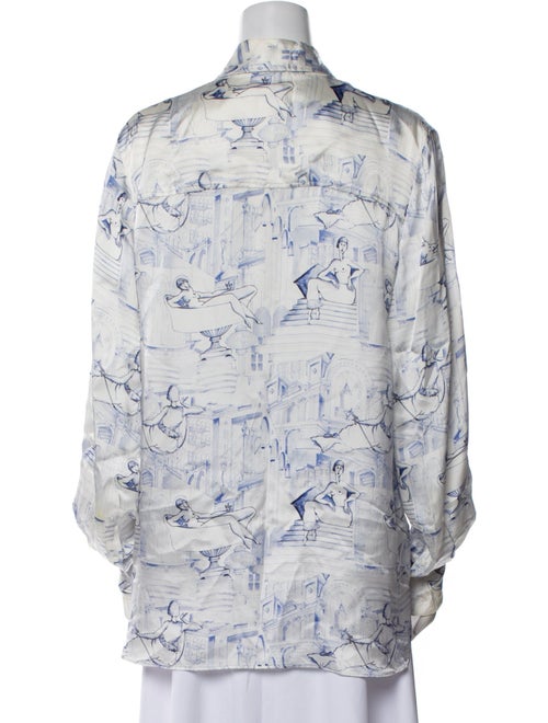 Khaite Printed Long Sleeve Button-Up Top