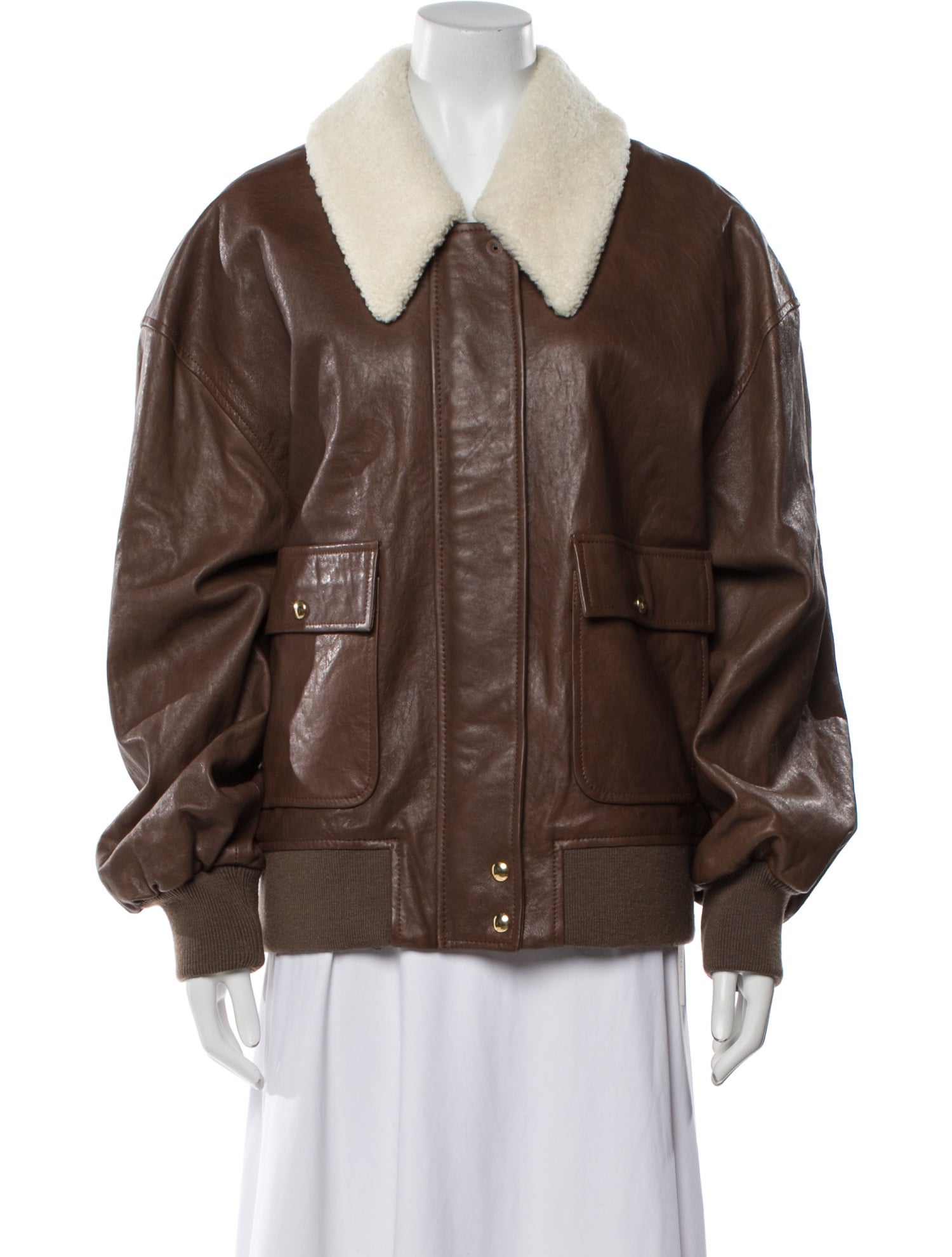 Khaite Leather Bomber Jacket