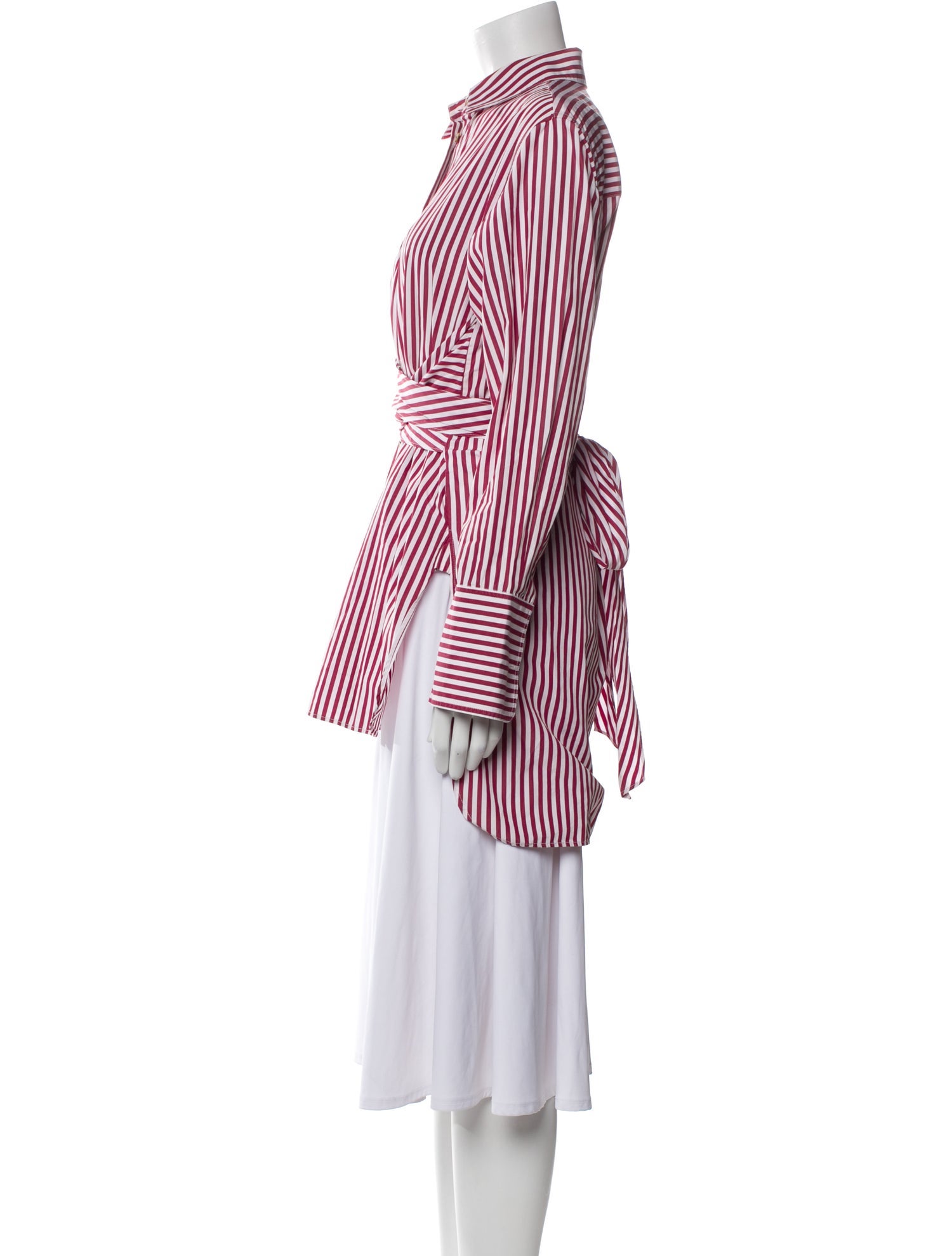 Khaite Striped Long Sleeve Button-Up Top